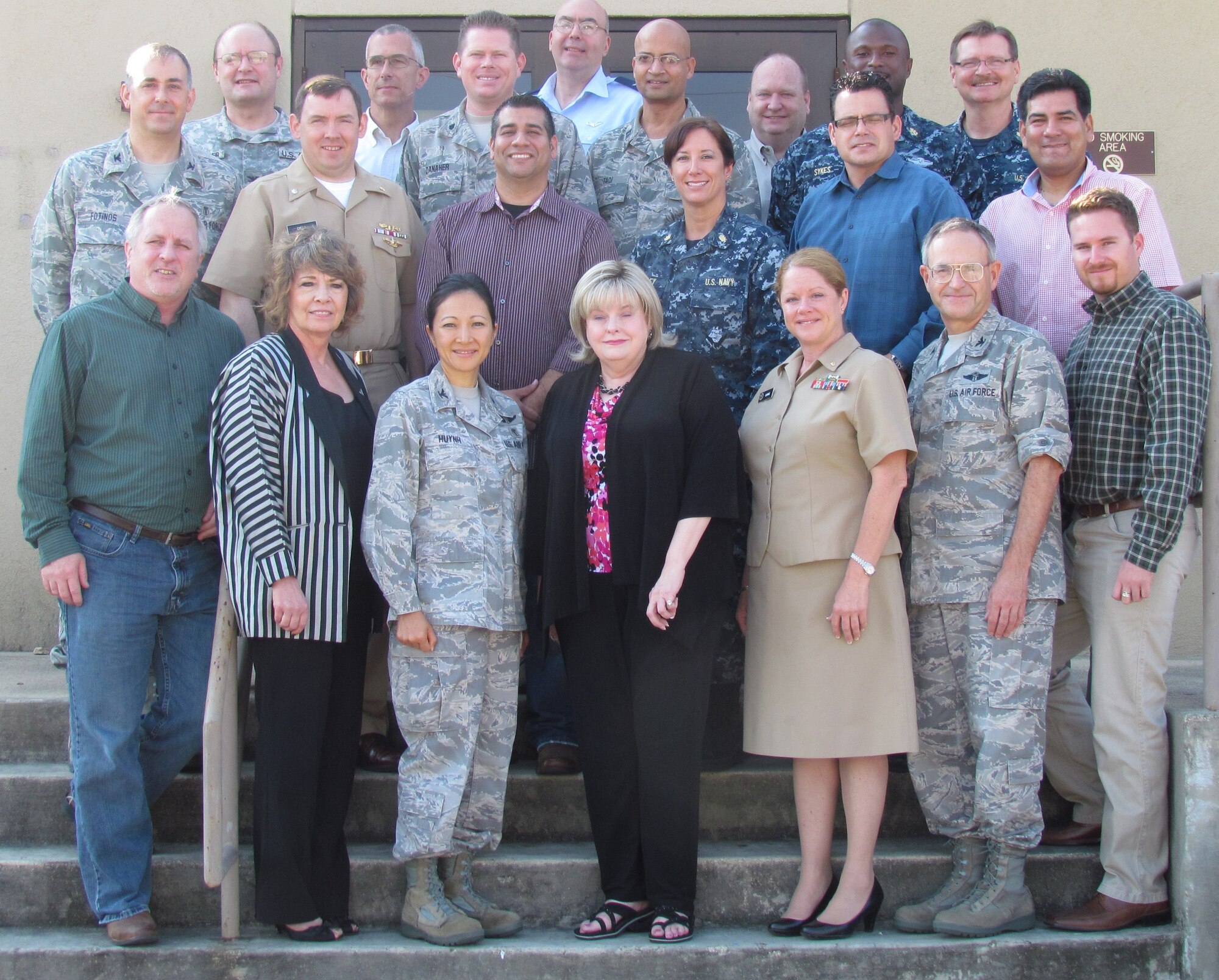 Representatives from the Defense Security Cooperation Agency (DSCA), Joint Staff Surgeon’s office, Air Staff, U.S. Army Medical Command, and the U.S. Navy Bureau of Medicine gathered recently at Joint Base San Antonio – Lackland for a strategic planning meeting held in conjunction with the 10th anniversary of the founding of the Defense Institute for Medical Operations (DIMO).  (AF Courtesy Photo)