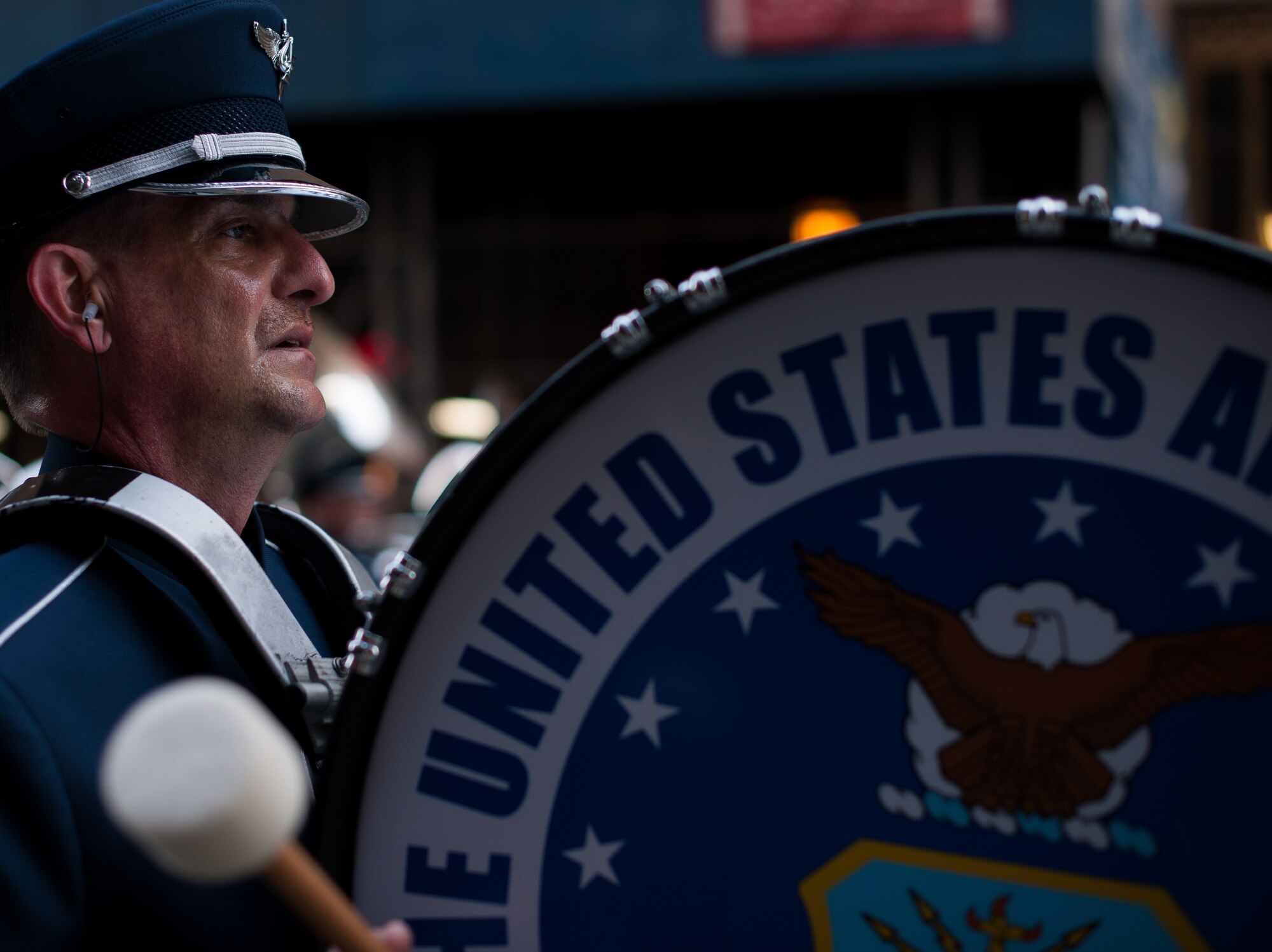 The U.S Air Force Band performs during the 86th Annual Macy's Thanksgiving Day Parade, Nov. 22, 2012, in New York City. Two hundred Airmen from the U.S. Air Force Band and Honor Guard marched in the parade with a televised audience of 55 million viewers and a live audience of more than three million spectators. (U.S. Air Force photo by Senior Airman Perry Aston)

