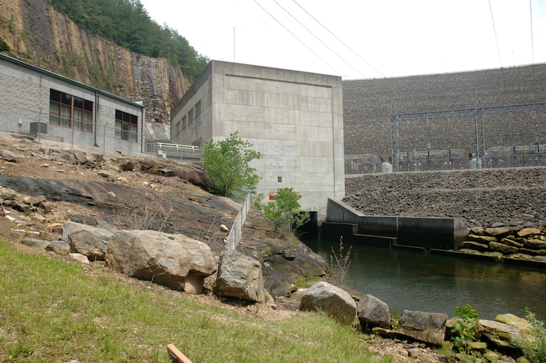 This is Laurel River where it exits the Laurel River Dam in London, Ky May 26, 2011. (USACE photo by Lee Roberts)