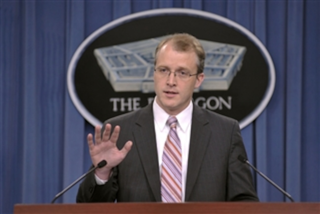 Pentagon Press Secretary George Little answers a reporter's question as he briefs the press in the Pentagon on Nov. 27, 2012.  