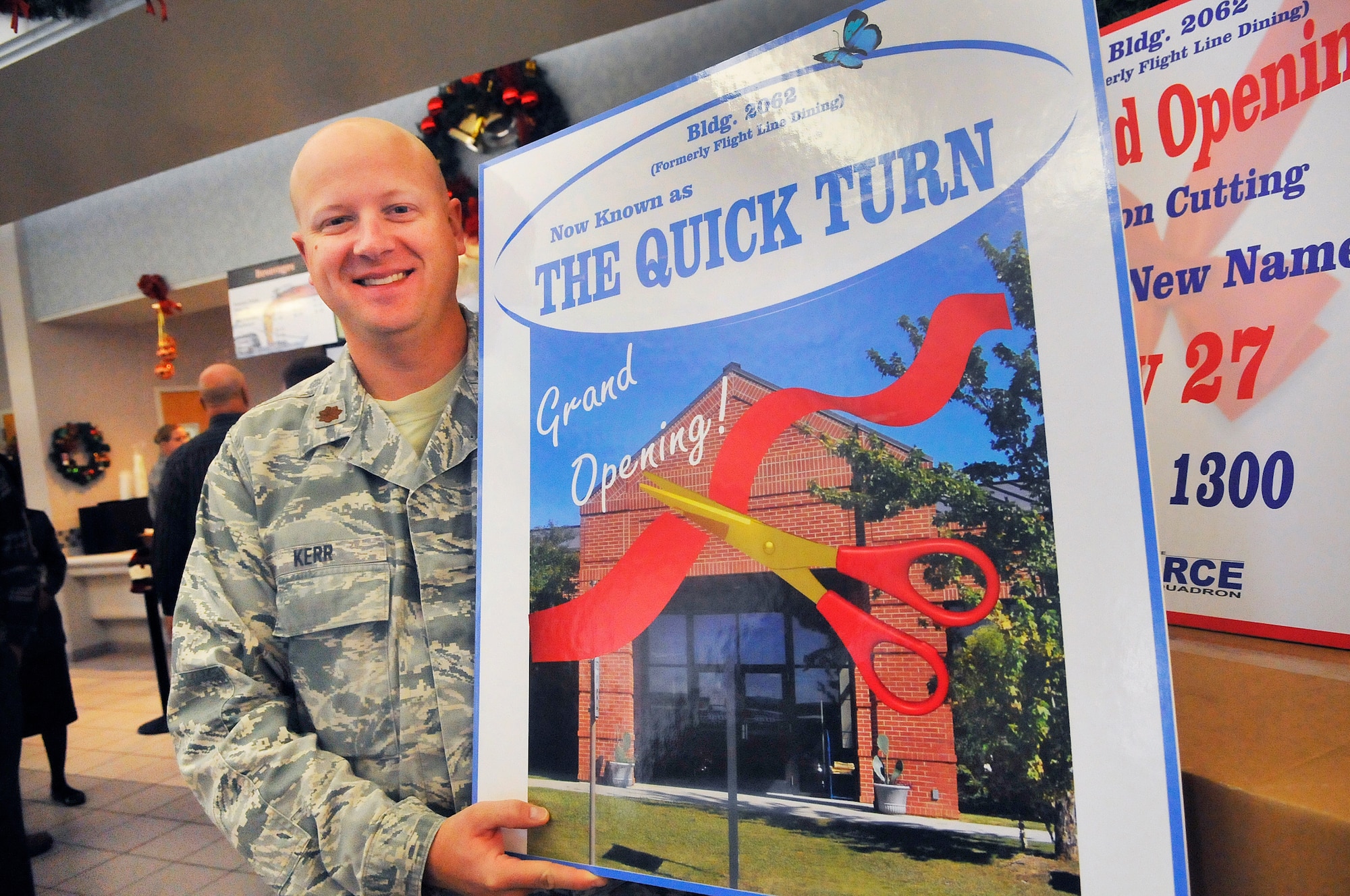 Maj. William Kerr, AFMC Installation Contracting Division deputy, submitted the winning name that was chosen from 590 entries. (U. S. Air Force photo/Sue Sapp)