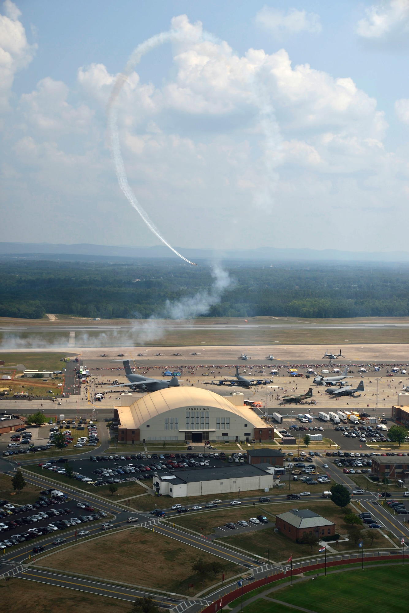 Aerial performers demonstrate for the crowd at Westover Air Reserve Base, Chicopee, Mass., on August 5, 2012. The Air Show this year is the largest Westover has had since 1974, boasting more than 60 aircraft. (U.S. Air Force photo by W.C. Pope)