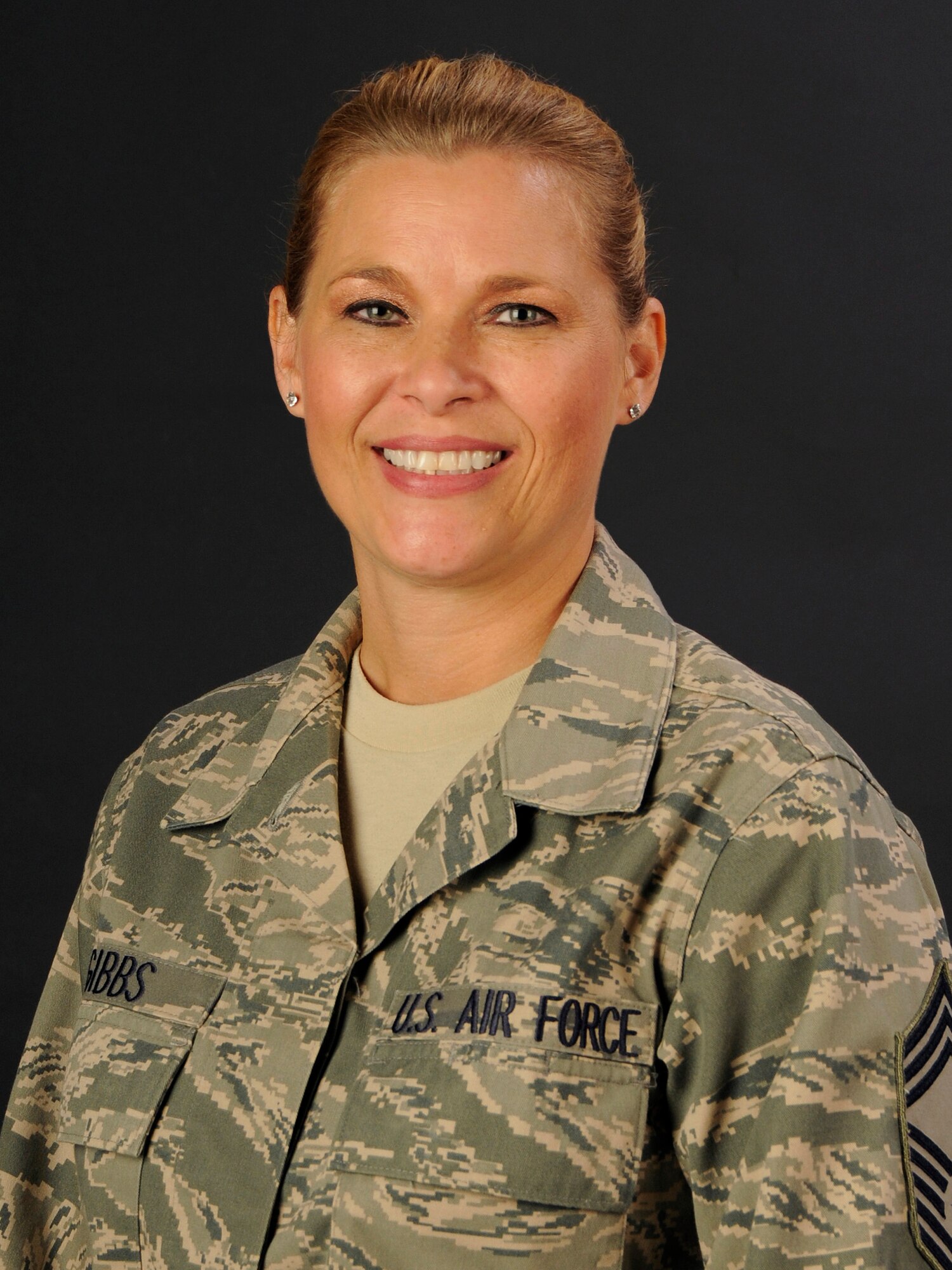Chief Master Sgt. Kellie Gibbs with the 169th MDG at McEntire Joint National Guard Base, S.C., poses for her portrait on Nov. 2, 2012.
(SCANG photo by Tech. Sgt. Caycee Watson/Released)
