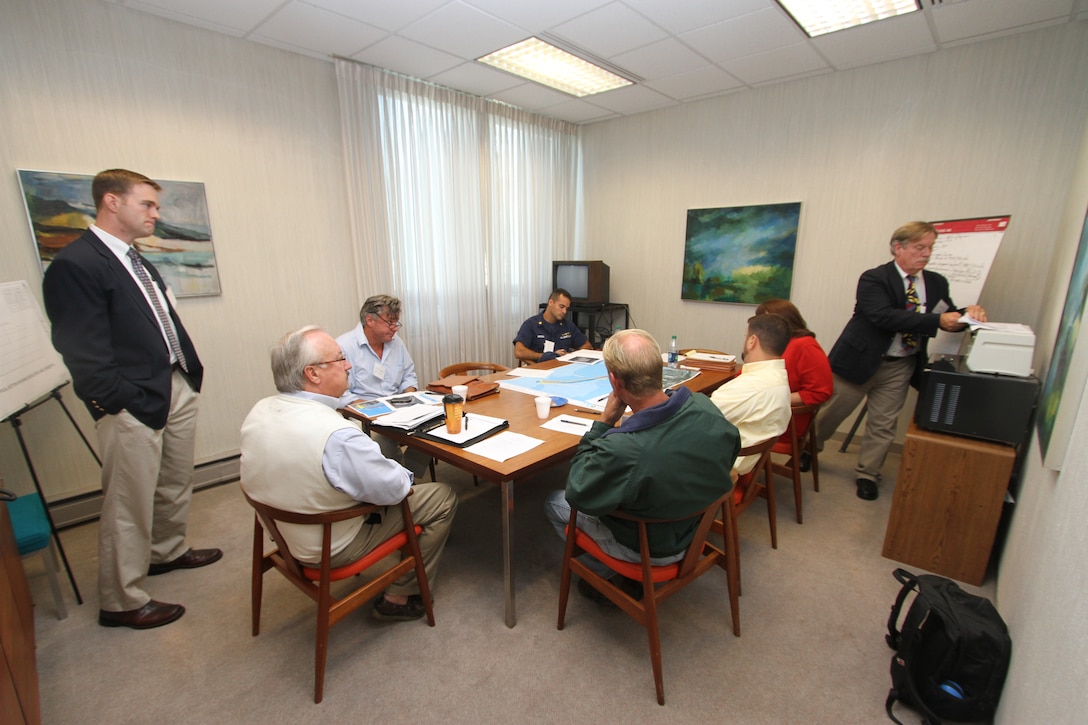 CAPE CHARLES, Va. -- Stakeholders work in breakout sessions with Norfolk District employees Oct. 12, 2012. The town wants to deepen their 18-foot navigation channel and approached the Norfolk District, U.S. Army Corps of Engineers for help. 