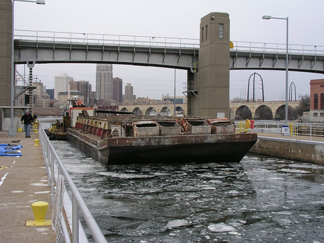 Locking through at Lock and Dam 1, Minneapolis, Minn.