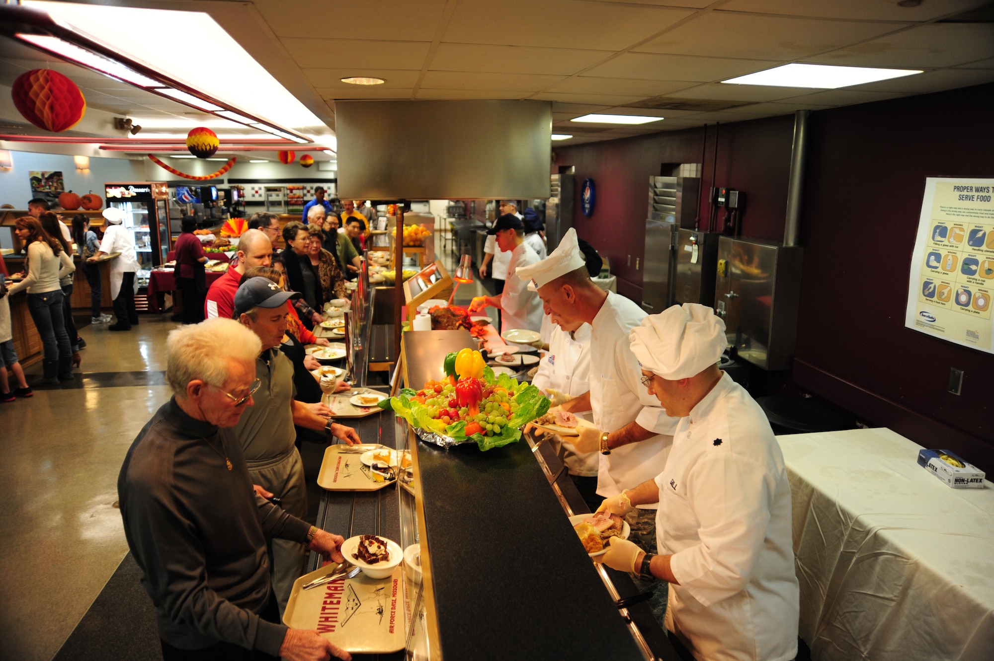 Each year, the Ozark Inn Dining Facility hosts a Thanksgiving Day meal for Airmen and their families. The event helps boosts morale for Airmen working through the holidays and can’t make it home to their families. (U.S. Air Force photo/Senior Airman Nick Wilson) (Released)