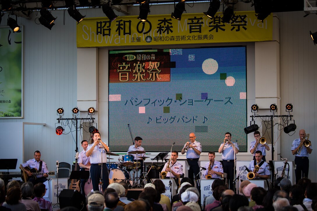 AKISHIMA, Japan -- Pacific Showcase, Band of the Pacific-Asia jazz ensemble, plays at the Showa-no-Mori Music Festival, Akishima, Japan on Sept. 7, 2012. Pacific Showcase was the final of three performances to play at the festival. (U.S. Air Force photo/Staff Sgt. Josh Voyles)