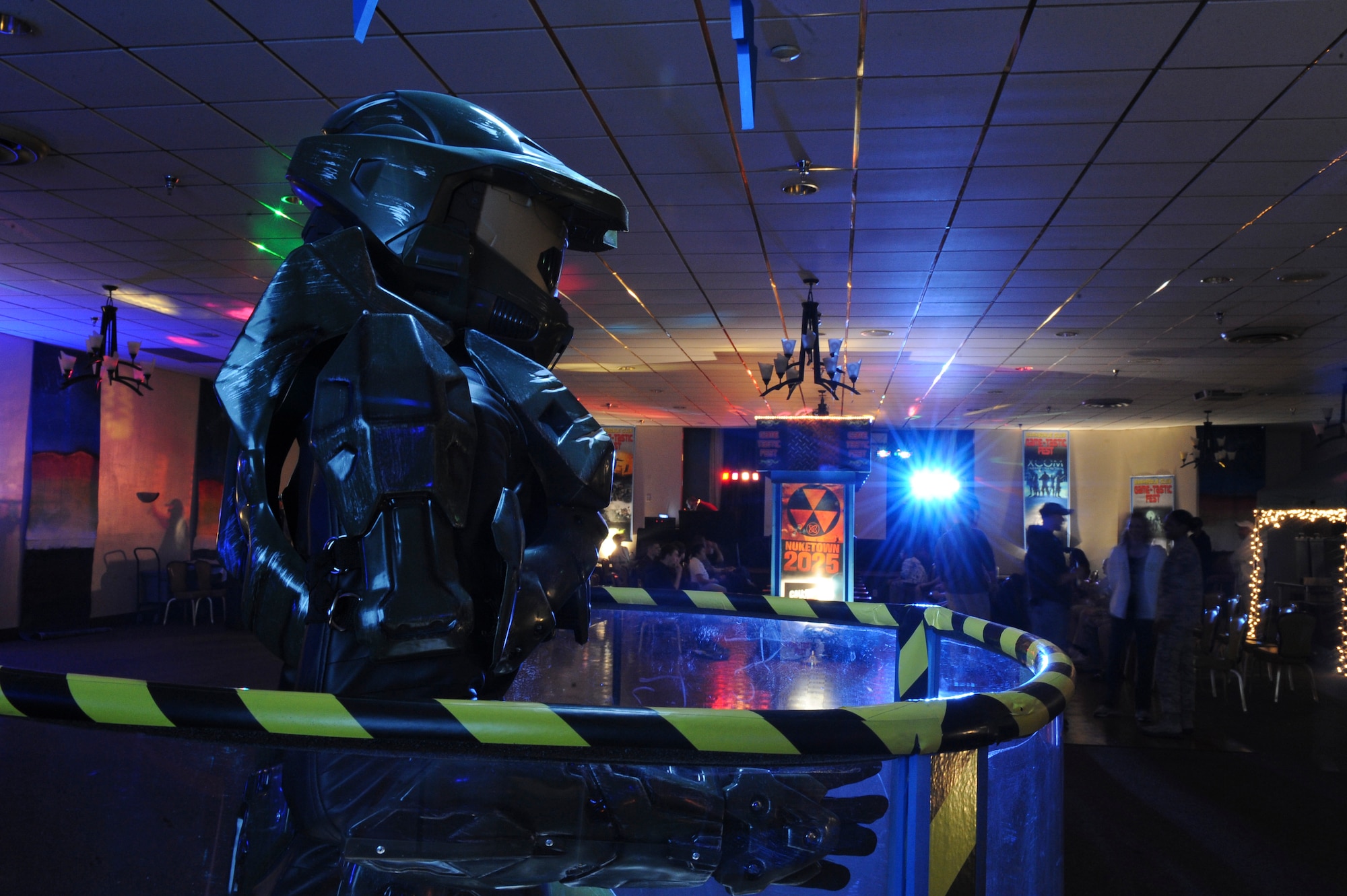 A statue of a video game character sits on display during Game-Tastic Fest on Barksdale Air Force Base, La., Nov. 16. Game-Tastic Fest was a video game tournament that featured two of the latest first-person shooter video games. Participants were able to enter the competition as a two-person team. The first place team received a $300 cash prize, the second place received a $200 cash prize and the third place team received a $100 cash prize. Video games, memorabilia and special edition gaming consoles were raffled off during the event. (U.S. Air Force photo/Senior Airman Micaiah Anthony)