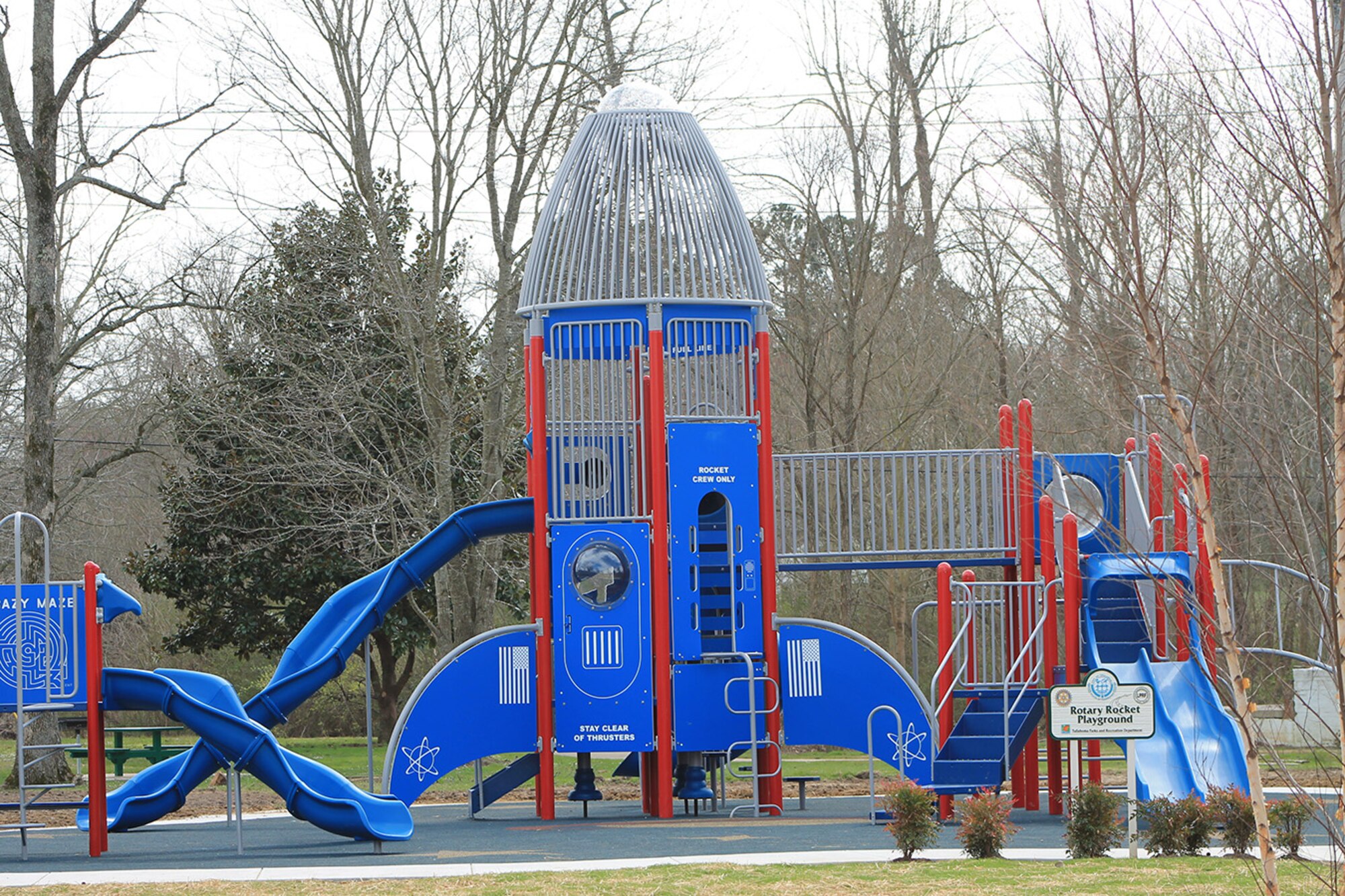 The Rotary Rocket Playground is located in the Frazier McEwen Park, Tullahoma, Tenn. The Aerospace Testing Alliance (ATA) Employee and Community Activities Committee made a monetary contribution toward its development. Greg Sandlin, an ATA engineer, former Tullahoma alderman and Tullahoma Rotary Club member, suggested an aerospace theme for the playground promoting Tullahoma as a place of Aerospace Excellence because of its AEDC history. (Photo provided by Greg Sandlin)