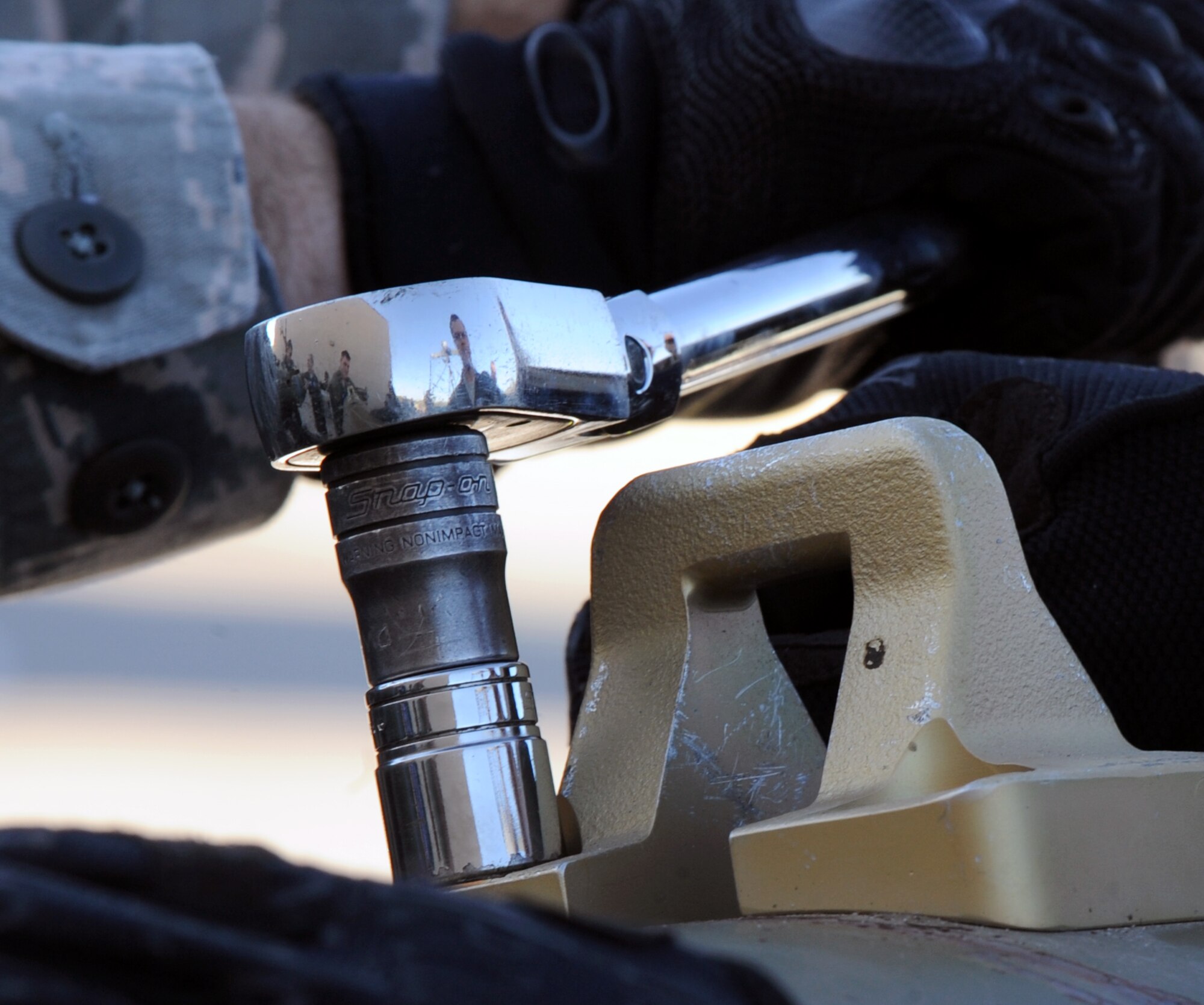 An inert bomb is assembled during a 7th Munitions Squadron 101 course Nov. 28, 2012, at Dyess Air Force Base, Texas. The course welcomed multiple 7th Bomb Wing squadrons to better understand what it takes to build a bomb and the time that goes into it. (U.S. Air Force photo by Airman 1st Class Jonathan Stefanko/ Released)
