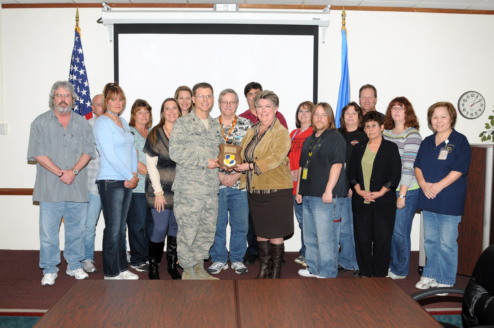 The 72nd Comptroller Squadron’s Closeout Team exemplified the Wildcatter Spirit at the end of the fiscal year and was recently recognized for its efforts by 72nd Air Base Wing Commander Col. Steven Bleymaier. The team was a total force multiplier, financially supporting five wings, three major commands, the Navy, Air Force Reserve Command and 20 tenant units. They handled 11,700 documents and certified $7.4 billion. They also obligated $32 million in funds sent by Air Force Materiel Command, funding 33 projects to sustain Tinker’s critical infrastructure. In addition, the team executed the 72nd ABW’s $274 million budget, obligating 99.9 percent of the funds. As a result of their efforts, less than $1,000 was left at the end of the fiscal year. (Air Force photo)