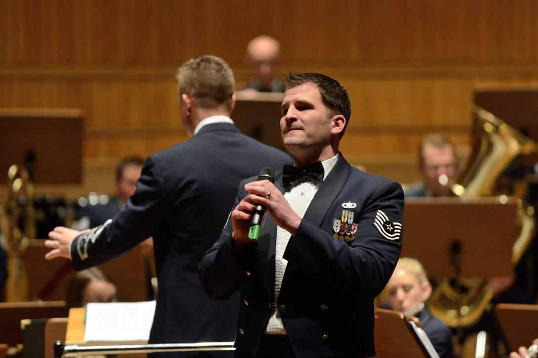 The USAFE Concert Band presented a concert at The Chopin Academy of Music in Warsaw, while on tour in Poland. TSgt Craig Bowman was a huge hit with the crowds, singing interesting arrangements of popular American songs. 