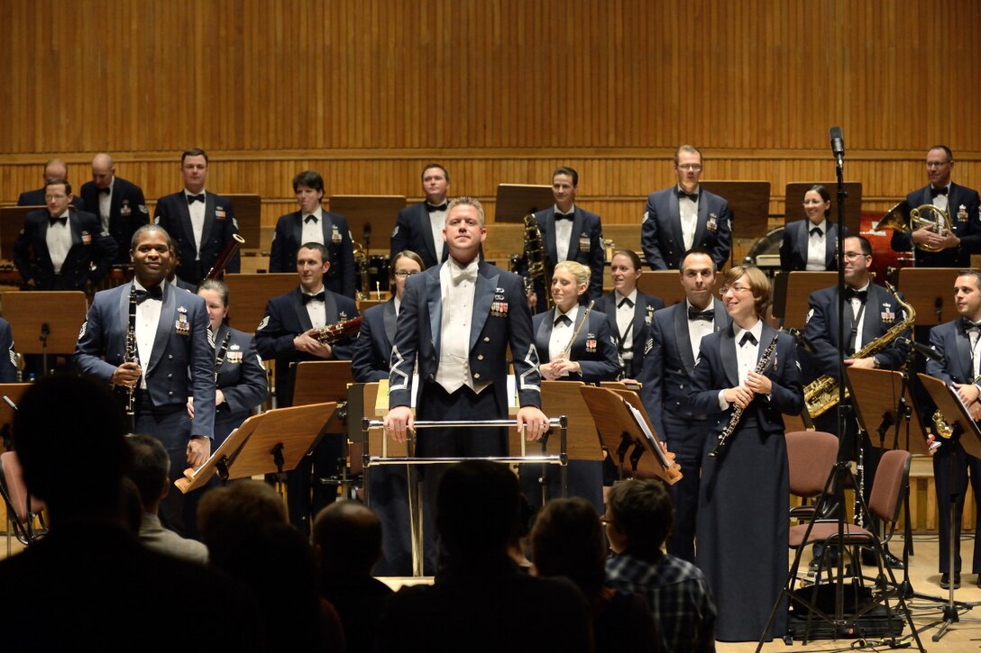 The USAFE Concert Band presented a concert at The Chopin Academy of Music in Warsaw, while on tour in Poland.  First Lieutenant Dustin Doyle (currently deputy commander at the AF Academy) guest conducted the band during the tour.