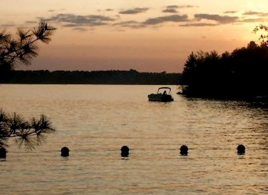 The sun sets behind some boaters on Cross Lake. The St. Paul District operates 49 recreation areas, ranging from public landings along the Mississippi River to lock and dam visitor centers to full-service campgrounds. These recreation areas are an important component of the region’s tourism industry, and the impact on the local and regional economies is significant. 