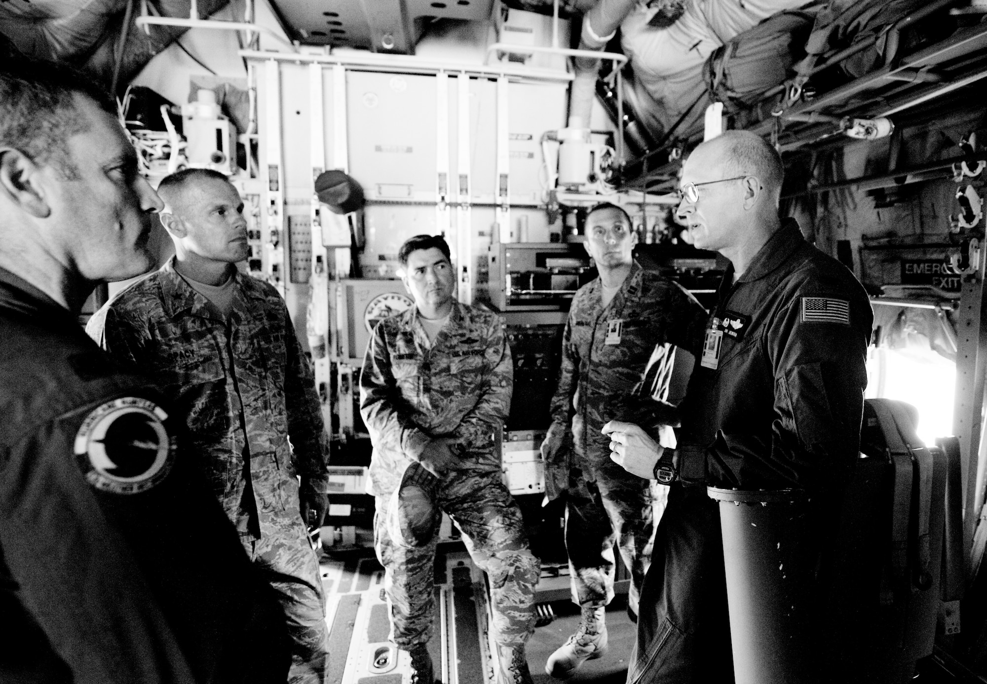 Brig. Gen. Bradley Spacy, Commander, 81st Training Wing, receives a brief tour of the 403rd Wing's airlift and weather reconnaissance aircraft during his tour of the 403rd Wing and its facilities. 
