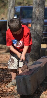 This young guy adds some color to facilities at New Hogan Lake during the 2012 observation of National Public Lands Day, Sept. 29. Over 160 volunteers gave of their time during New Hogan Lake's observation of the annual public service event.