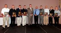 Marines with 9th Marine Corps District attend the 2012 Pro Bowl Conference in Great Lakes, Illinois on Sept. 27, 2012. The Pro Bowl Conference is held to recognize staff non-commisioned officers and the top 8 production recruiters who have distinguished themselves throughout Fiscal Year 2012.