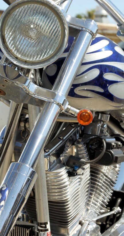 A motorcycle sits in the Combat Center parking areas Sept 18, 2012.