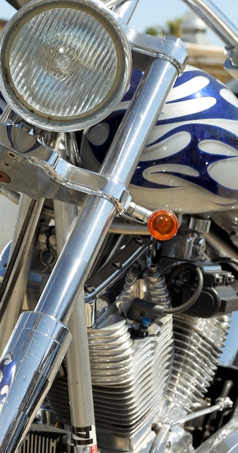 A motorcycle sits in the Combat Center parking areas Sept 18, 2012.