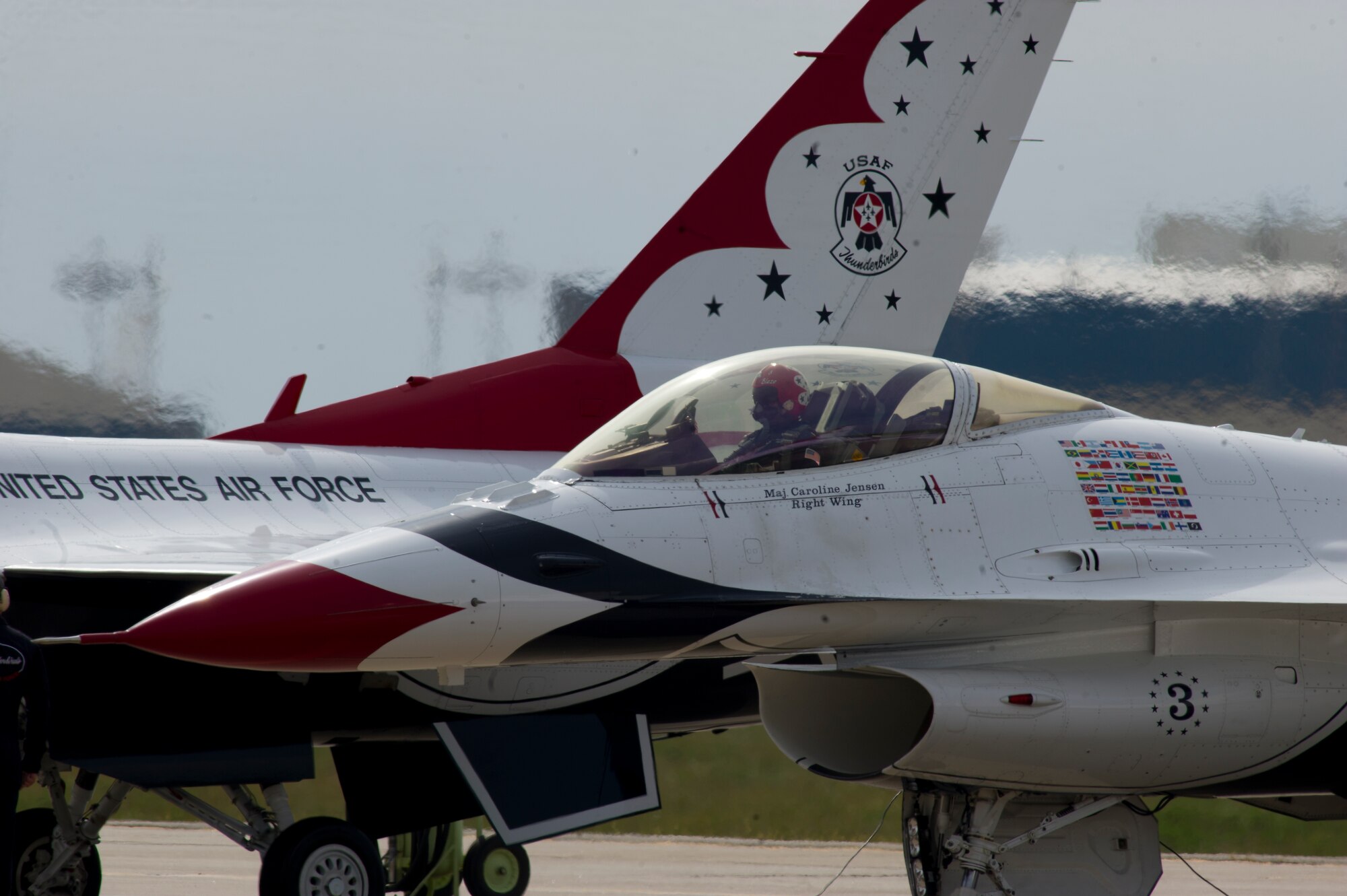 U.S. Air Force Thunderbird No. 3 performs a preflight check prior to take-off during the 2012 “Wings Over McConnell” Open House and Air Show Sept. 30, 2012, McConnell Air Force Base, Kan. The airshow showcased the military’s capability and precision with performers from the Army, Navy and Air Force. (U.S. Air Force photo/Senior Airman Armando A. Schwier-Morales)