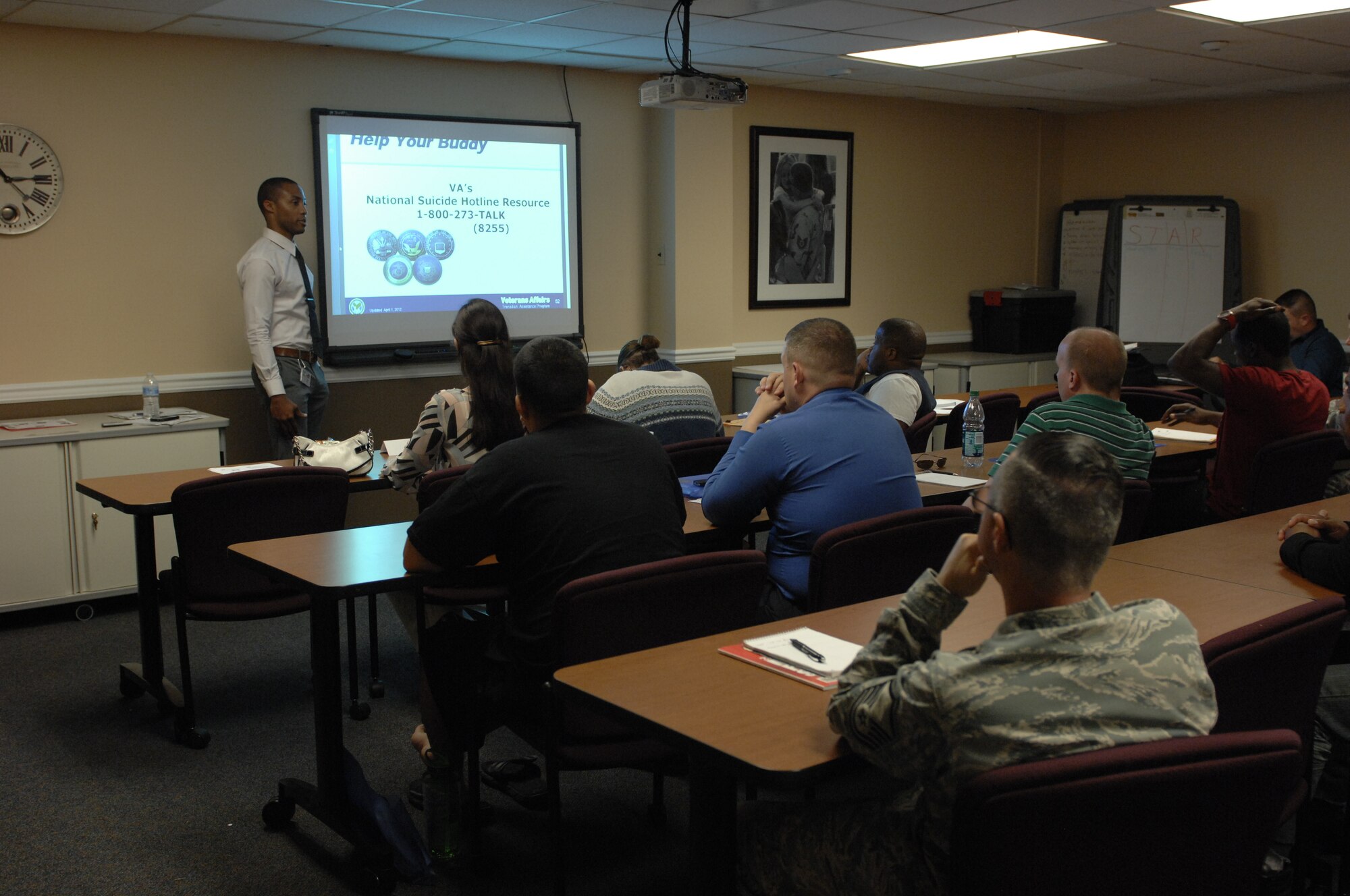Team Shaw Airmen participate in a three day seminar called Transition Assistant Program at Shaw Air Force Base, S.C., Sept. 20, 2012. The seminar is meant to assist service members in their transition from the military to civilian life. It includes lessons about change management, resume building, job searching, building interviewing skills and financing. (U.S. Air Force photo by Airman 1st Class Krystal M. Jeffers/Released)