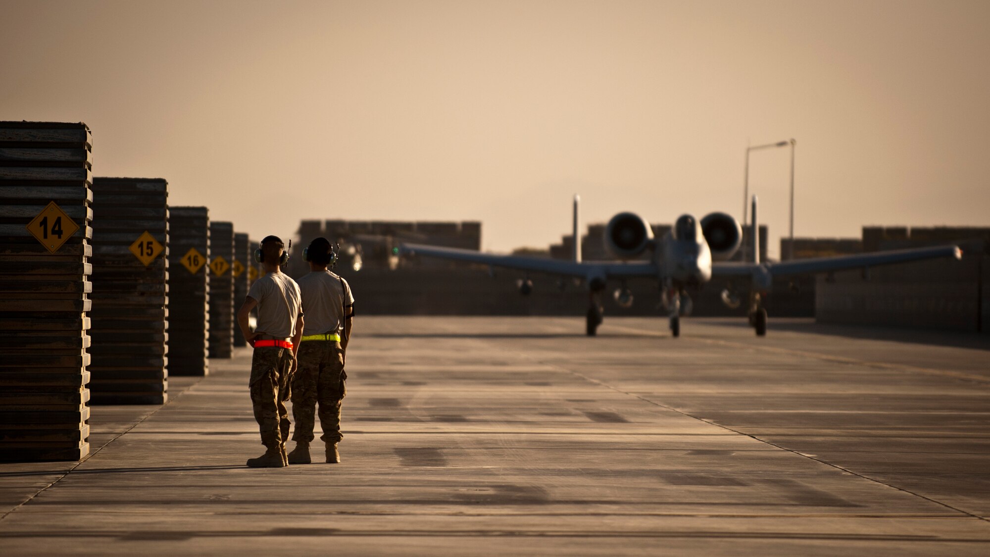 A U.S. Air Force A-10 Thunderbolt II from Davis-Monthan Air Force Base’s 354th Fighter Squadron taxis to its parking spot at Bagram Air Field, Afghanistan, Oct. 3, 2012. Affectionately called the ‘Warthog’, the A-10 is a specialized ground-attack aircraft which provides close air support to ground forces operating in Afghanistan. (U.S. Air Force Photo/Capt. Raymond Geoffroy)