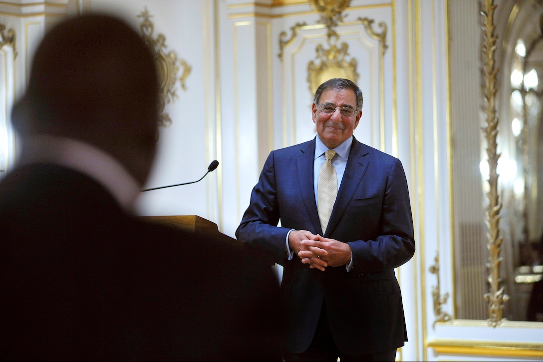 Defense Secretary Leon E. Panetta takes questions from an ambassador after delivering remarks at the Office of Protocol's State of the Administration Speaker Series at the Cosmos Club in Washington, D.C., Oct. 2, 2012.