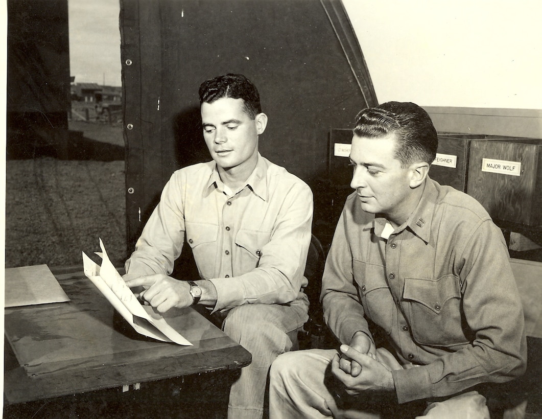 Lt. Dockery at left, Captain Carl W. Proehl at right