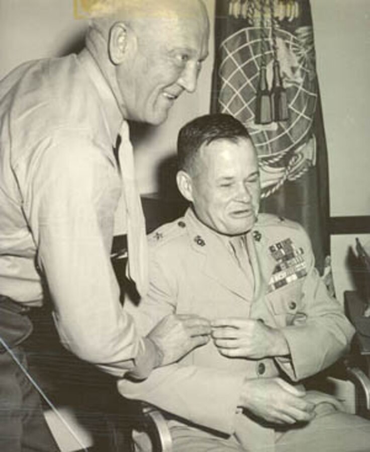 The General caught joshing around with none other htan MGen Lewis B. "Chesty" Puller.