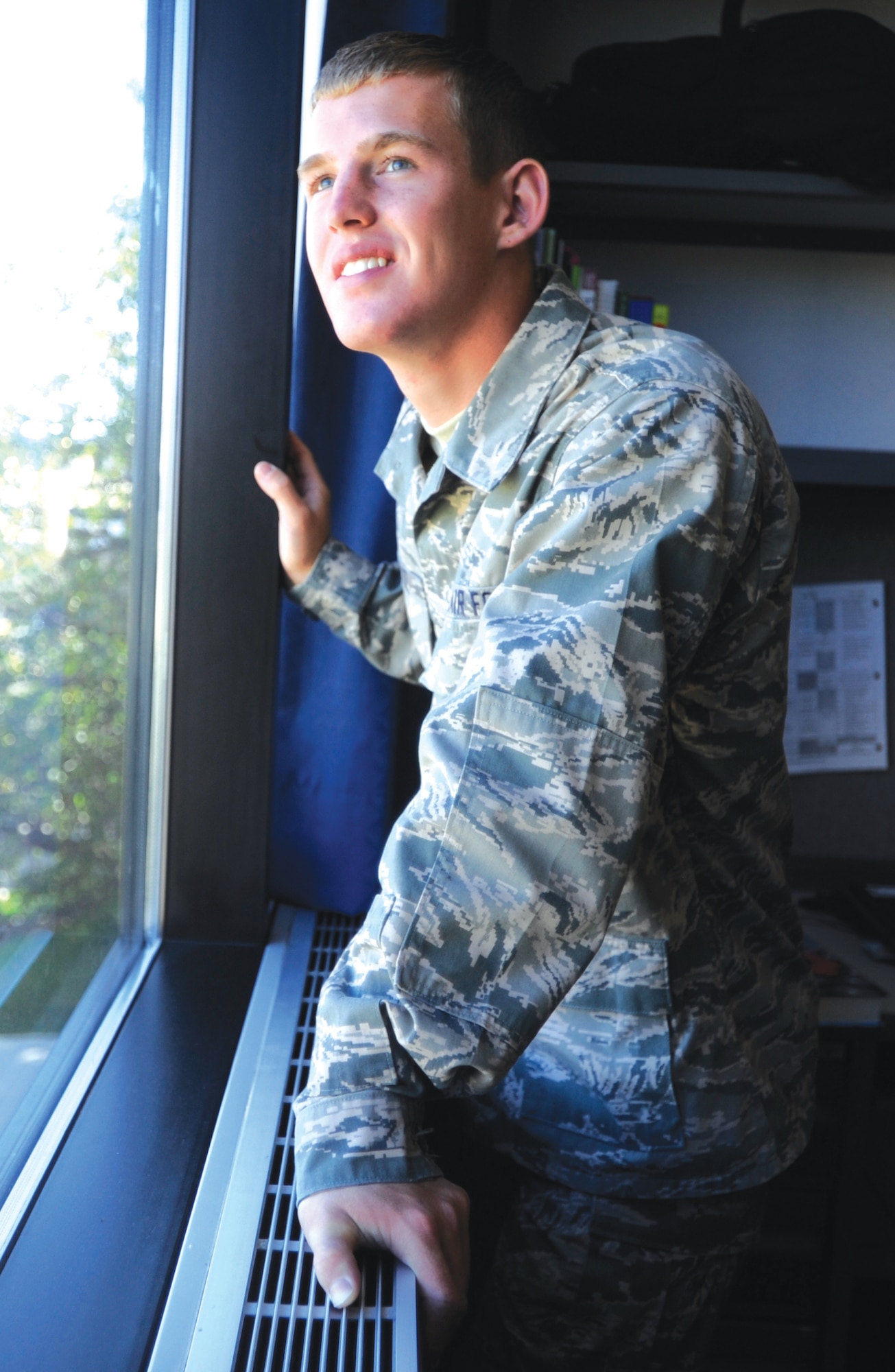 Cadet Candidate William Roe said he is determined to make it work at the Academy. "I've been given this great opportunity," the Air Force Academy Preparatory School student said Oct. 3, 2012. "If I mess up, I have nothing." (U.S. Air Force photo/Carol Lawrence)
