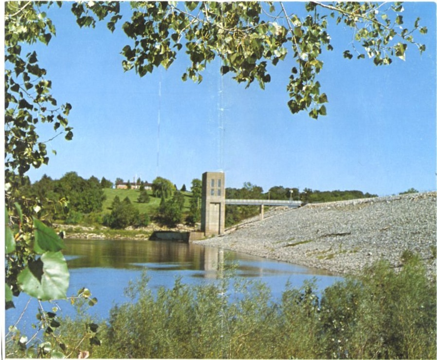 Looking East at the Coralville Dam.