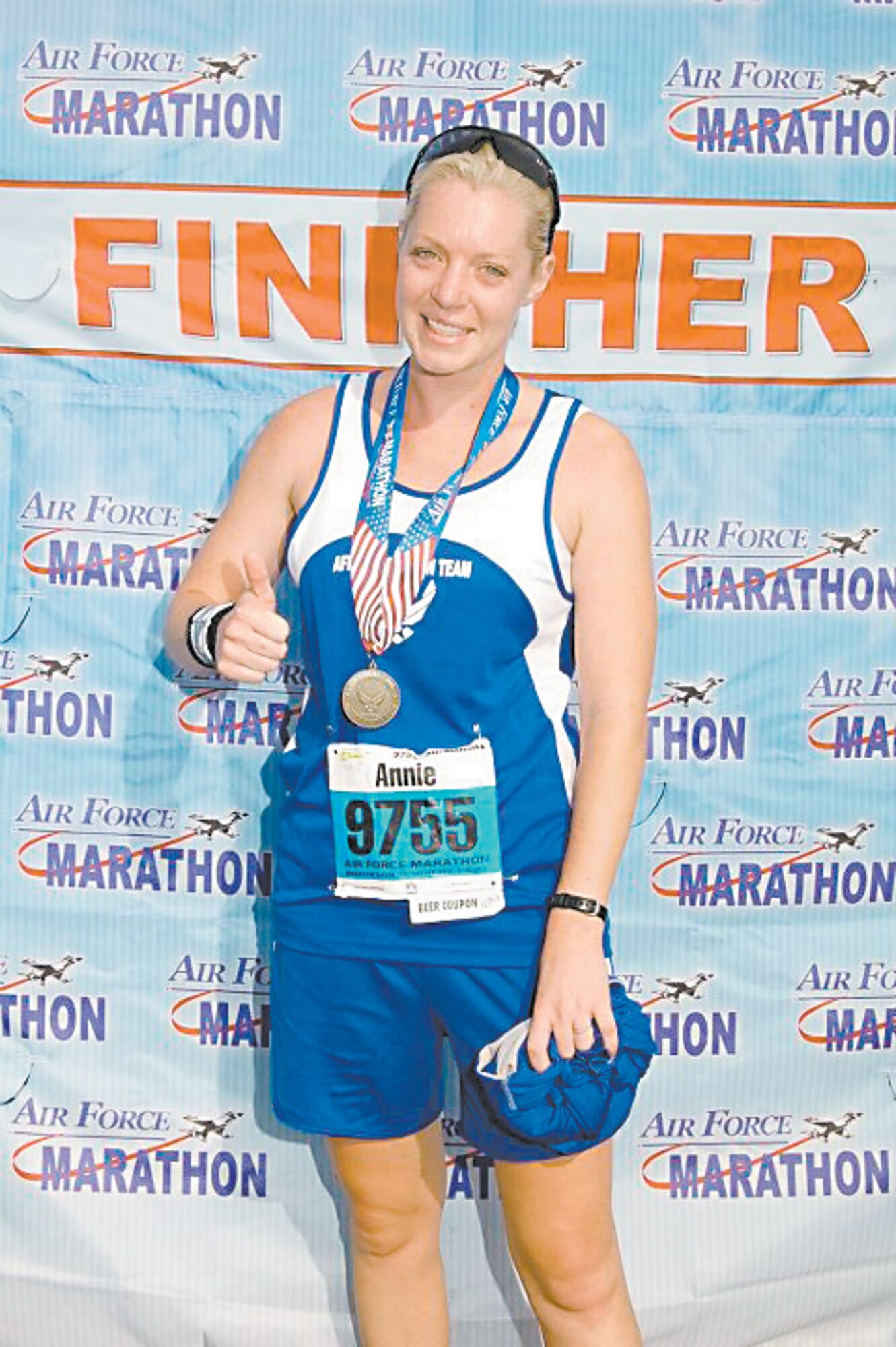 Senior Airman Anne Price, 898th Munitions Squadron, completed the Air Force Half-Marathon on Sept. 15.