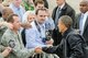 President Barack Obama shakes the hands of service members at Truax Field, Madison, Wisc., October 4, 2012. The President visted the base prior to speaking at Bascom Hill on the University of Wisconsin-Madison campus. (U.S. Air Force photo by Tech Sgt. Ashley Bell)