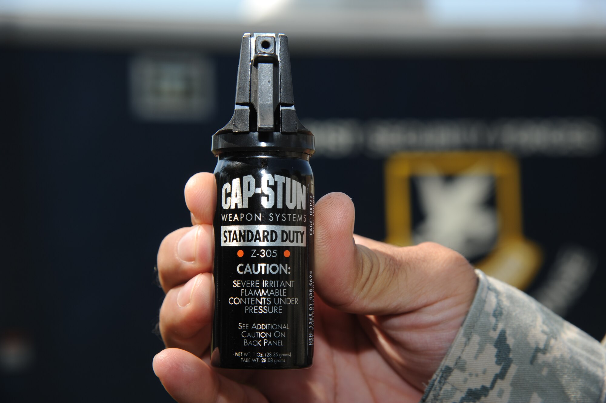 Members of the 81st Security Forces Squadron conducted oleoresin capsaicin spray training Sept. 3, 2012, at Keesler Air Force Base, Miss.  The training is a required one-time exposure of the OC spray for all Security Forces members.  (U.S. Air Force photo by Kemberly Groue)