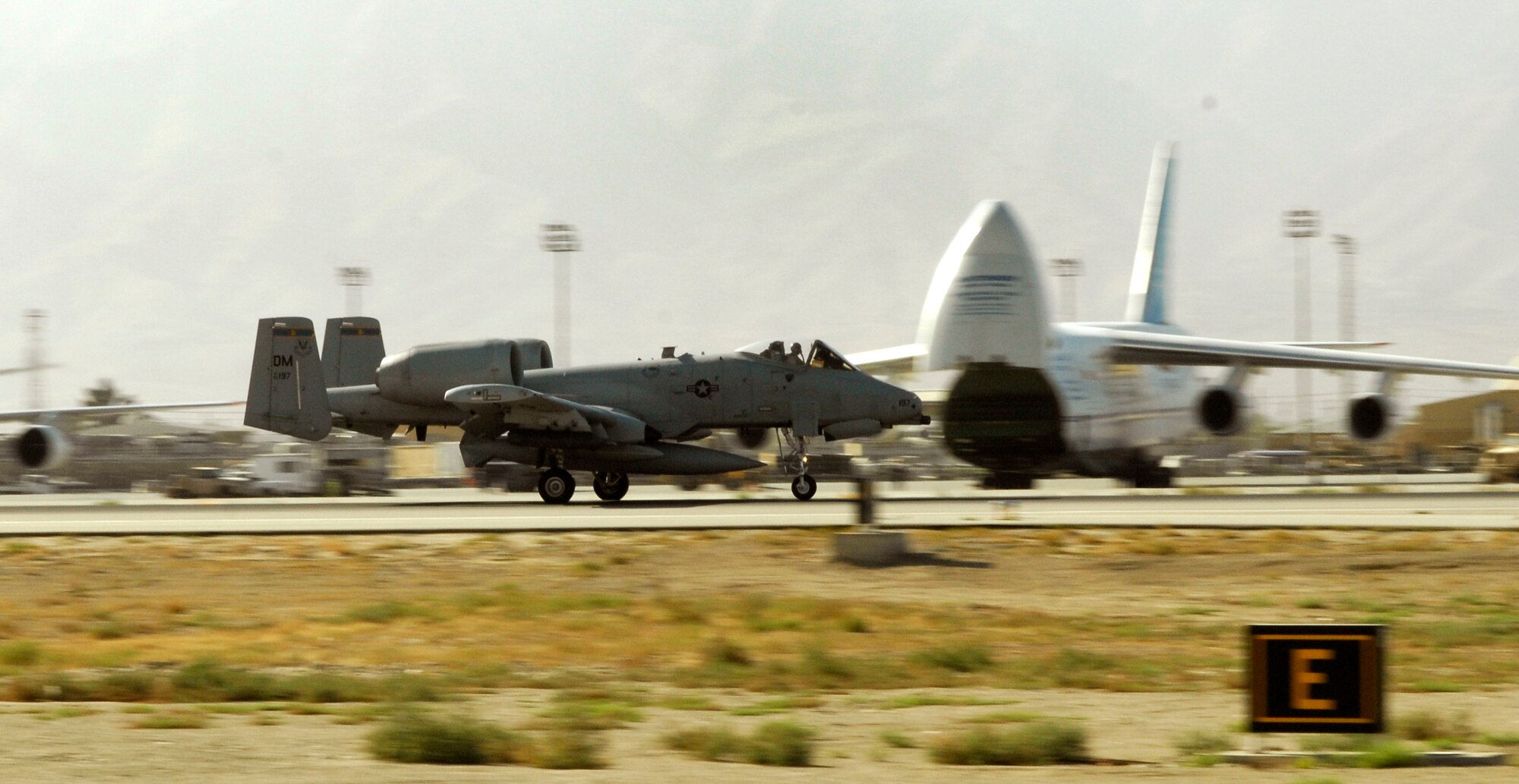 A U.S. Air Force A-10 Thunderbolt II from Davis-Monthan Air Force Base’s 354th Fighter Squadron arrives at Bagram Airfield, Afghanistan, Oct. 4, 2012. Affectionately called the ‘Warthog’, the A-10 is a specialized ground-attack aircraft which provides close air support to ground forces operating in Afghanistan. (U.S. Air Force photo/Staff Sgt. Jeff Nevison)