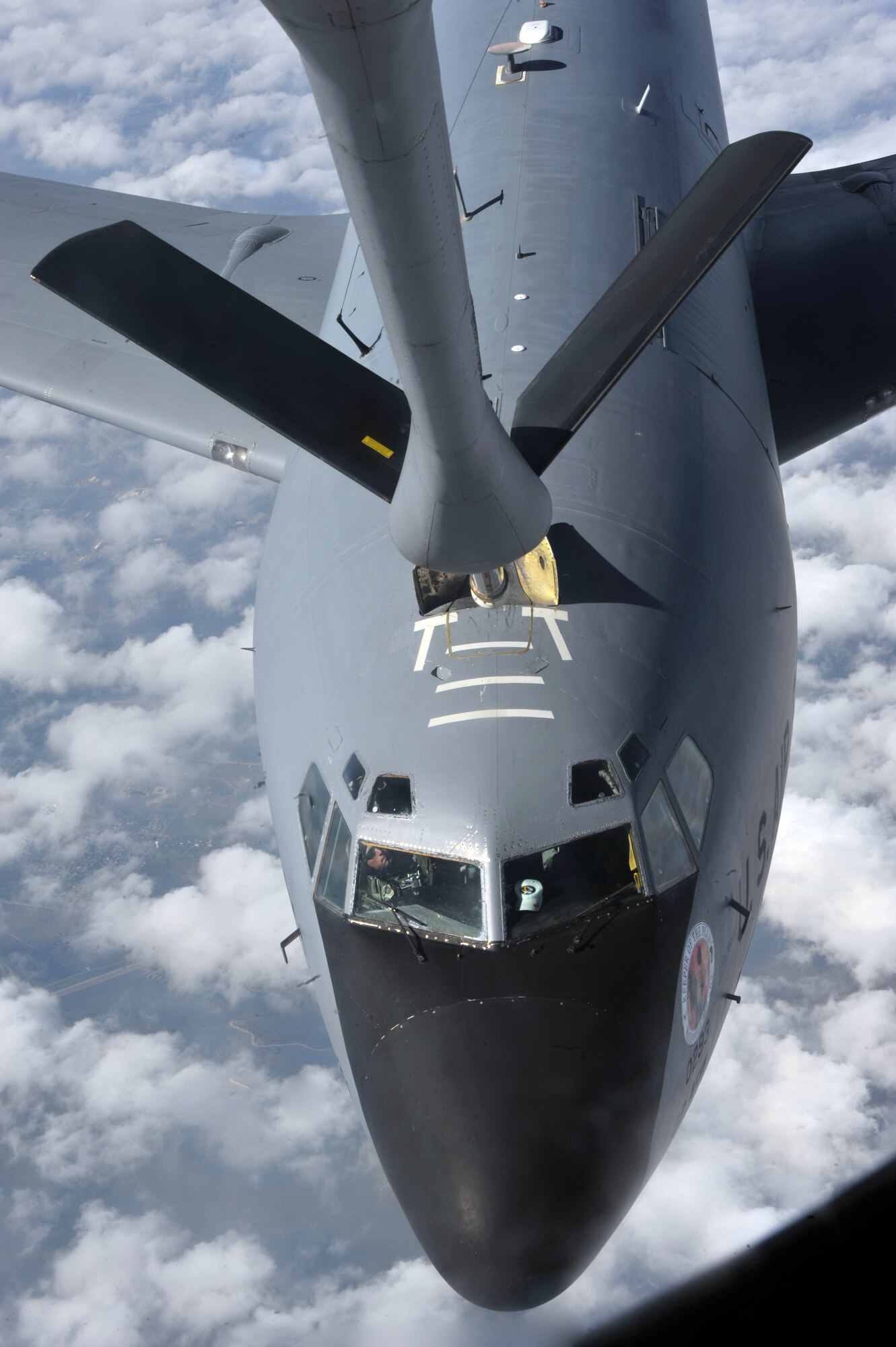 A McConnell KC-135 Stratotanker refuels another KC-135 during an 22nd Operations Group spouse orientation flight Oct. 4, 2012. The spouses experienced McConnell’s primary mission, which is to provide Global Reach by conducting air refueling and airlift missions where and when needed. (U.S. Air Force photo/Airman 1st Class Maurice A. Hodges)