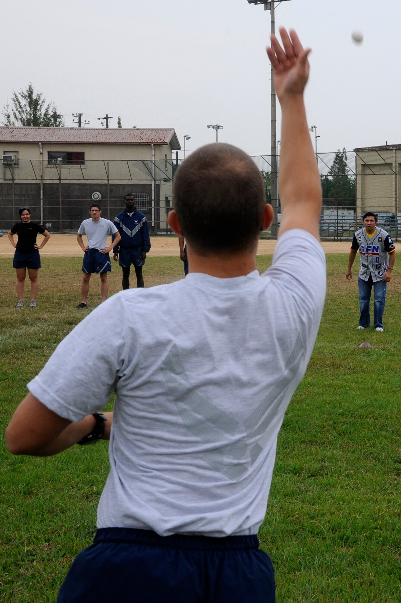 A Wolf Pack member throws an egg
during one of the team-building activities during Airman Appreciation Day Oct. 5, 2012, at Kunsan Air Base, Republic of Korea. The day also featured mentoring sessions led by senior NCOs, including “How to make your money work for you” and “Do you know your role?” (U.S. Air Force photo/Senior Airman Marcus Morris)
