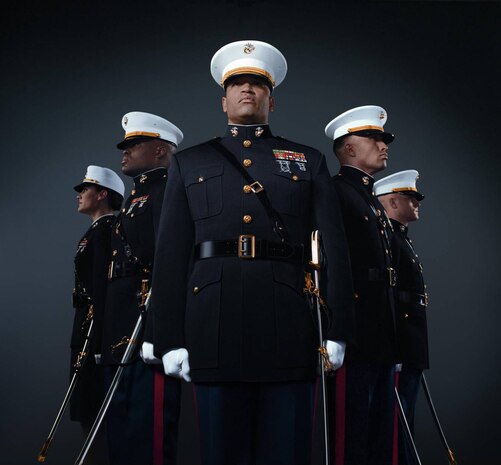 Marine Corps Systems Command’s Major Alan Singleton, the Command’s Staff Secretary, stands front and center in a publicity photo being used by Marine Corps Recruiting Command. 