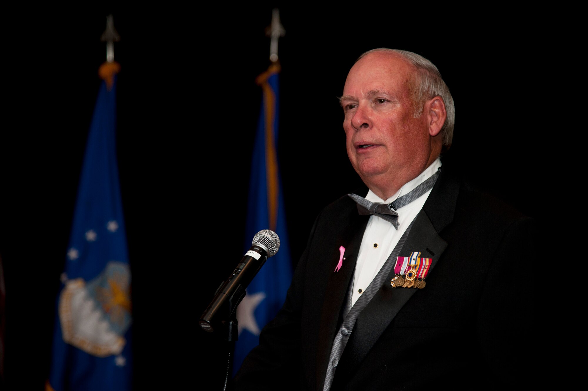 VANDENBERG AIR FORCE BASE, Calif. – Retired Gen. Lance W. Lord, former Air Force Space Command commander, speaks during the Air Force Ball here Friday, Oct. 5, 2012. The Air Force Ball celebrated the 65th birthday of the Air Force and the 30th anniversary of AFSPC. (U.S. Air Force photo/Senior Airman Lael Huss)