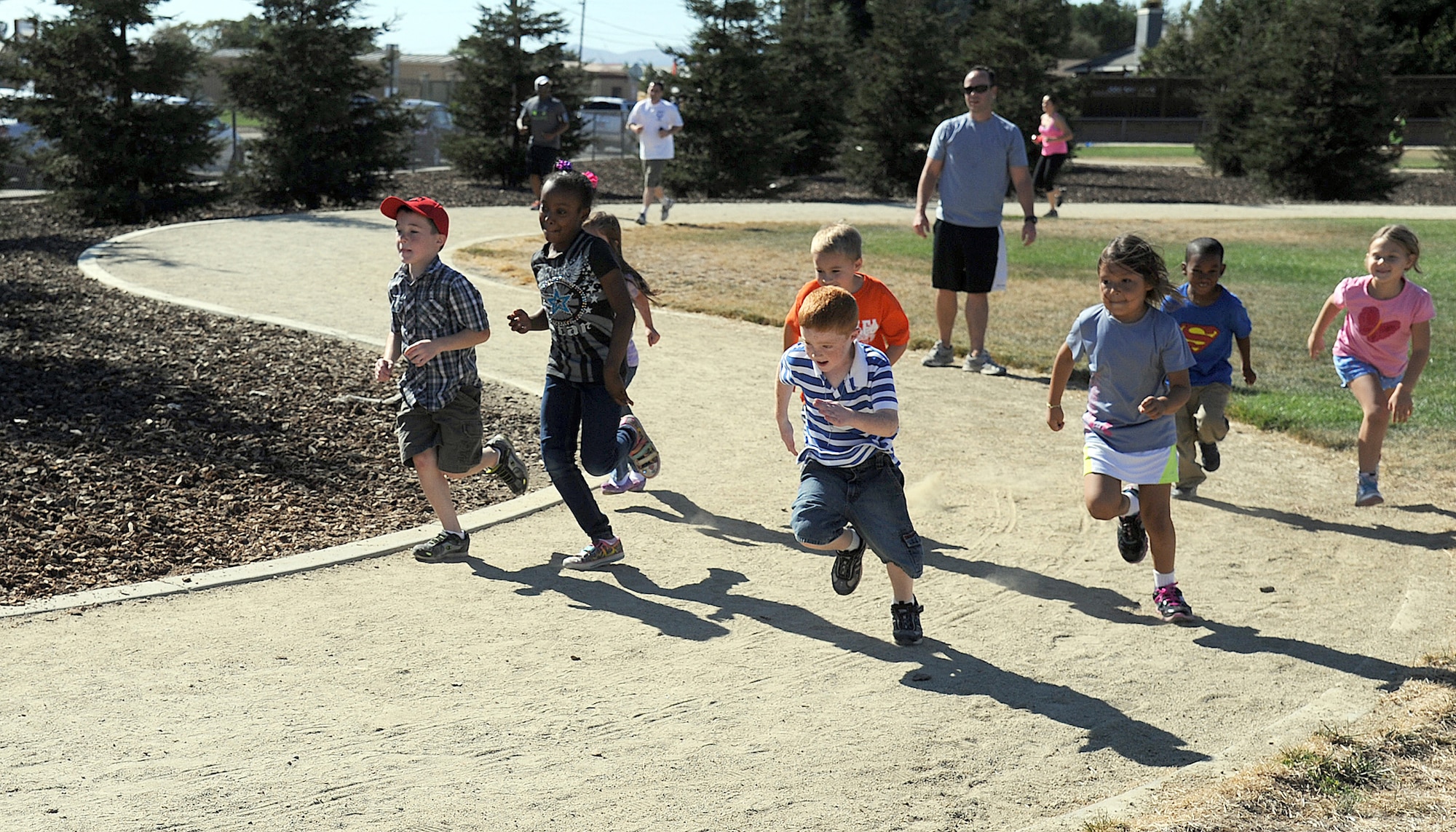 The 621st Contingency Response Wing Phoenix Mobility Program hosted this year's 12-hour Viking Challenge relay at GoldenWest Middle School Oct. 6.  This year, there were a couple of kids’ runs, allowing the children to participate in the cause.  (U.S. Air Force photo by Tech. Sgt. Lesley Waters)
