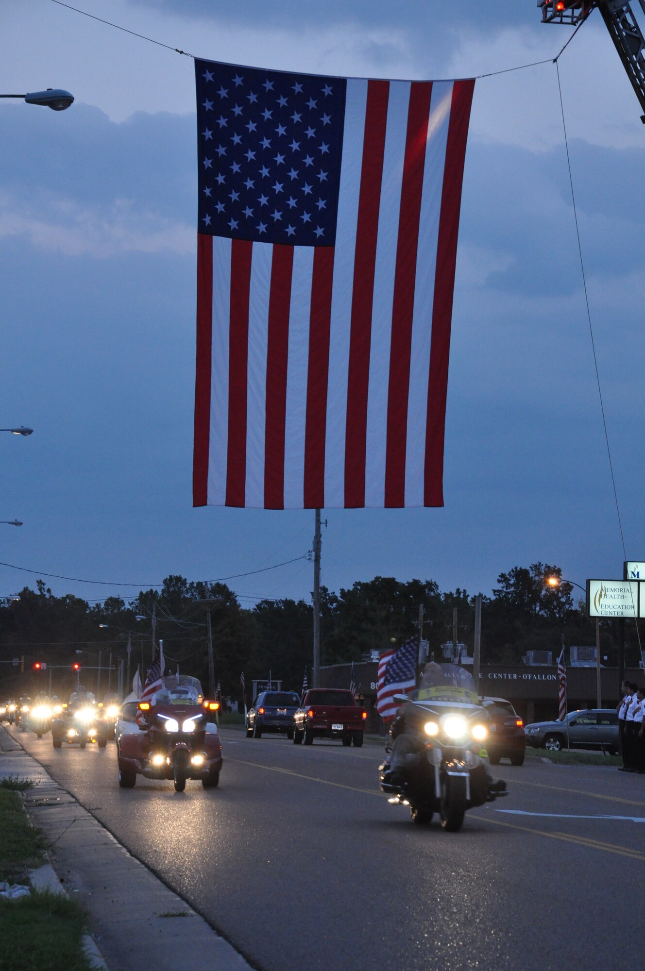 Various motorcyle clubs participated in the ride from Mascoutah to O'Fallon, Ill., with the traveling veteran's memorial wall. The wall was started by Gold Star Parents - an organization of parents of military members killed in action - who wanted to show their appreciation for the servicemembers. (U.S. Air Force photo/Airman 1st Class Jake Eckhardt)