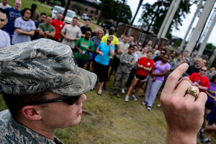 1st Lt. Phillip Hoyt, 628th Medical Group bioenvironmental engineer, briefs personnel from the 628th MDG on their role in securing an area while checking for hazardous chemicals and radiation after a simulated explosion during a mass casualty exercise Oct. 3, 2012, at Joint Base Charleston - Air Base, S.C. The training prepares Airmen to respond to a chemical, biological, radiological or nuclear attack. (U.S. Air Force photo/Staff Sgt. Rasheen Douglas)