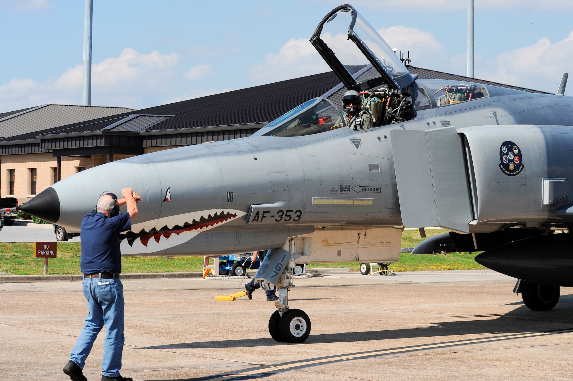 Matthew LaCourse, 82nd Aerial Targets Squadron pilot/controller, returns from a flight that set him at 2,000 flying hours in the F-4 Phantom, a milestone many pilots rarely accomplish. (U.S. Air Force photo by Lisa Norman)