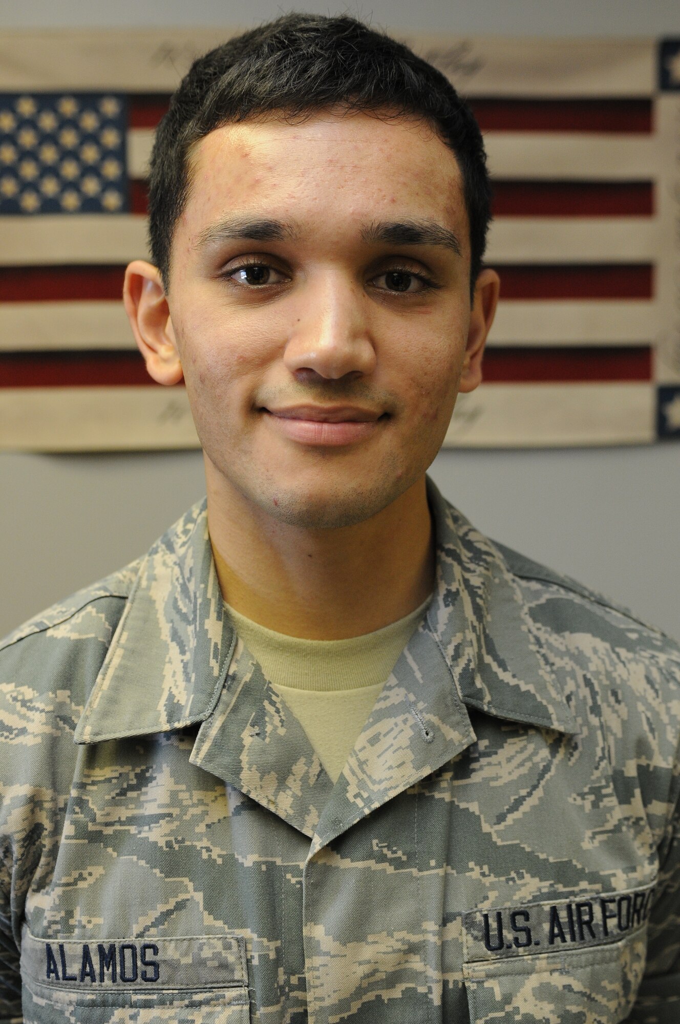 Airman in the Spotlight: Airman 1st Class Eddel Alamos. (Air National Guard photo by Senior Airman Jeremy Bowcock/Released)
