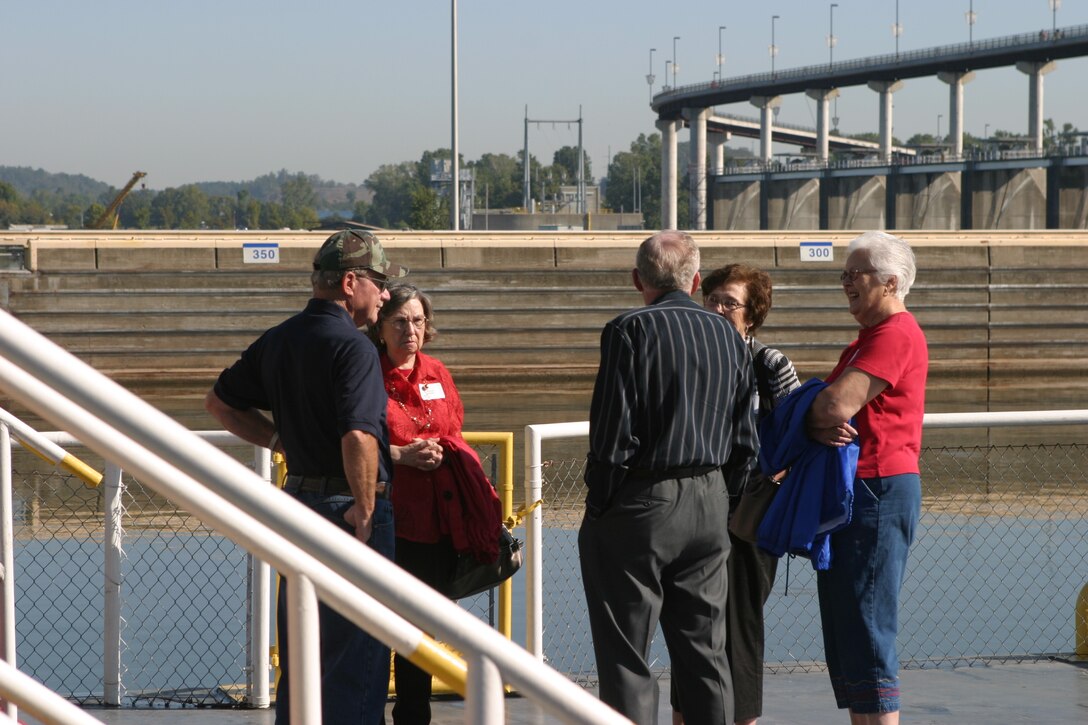 Retirees catch up on old times during last year's Little Rock District Retiree Day.  The festivities were held aboard the MV Ted Cook.