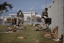 Typhoon Jelawat, which made landfall on Okinawa Sept. 29, left the island littered with debris, uprooted trees, overturned vehicles and caused other destruction. Cleanup crews began working immediately upon declaration of Tropical Cyclone Condition of Readiness-Recovery to repair the damage and restore full capabilities.