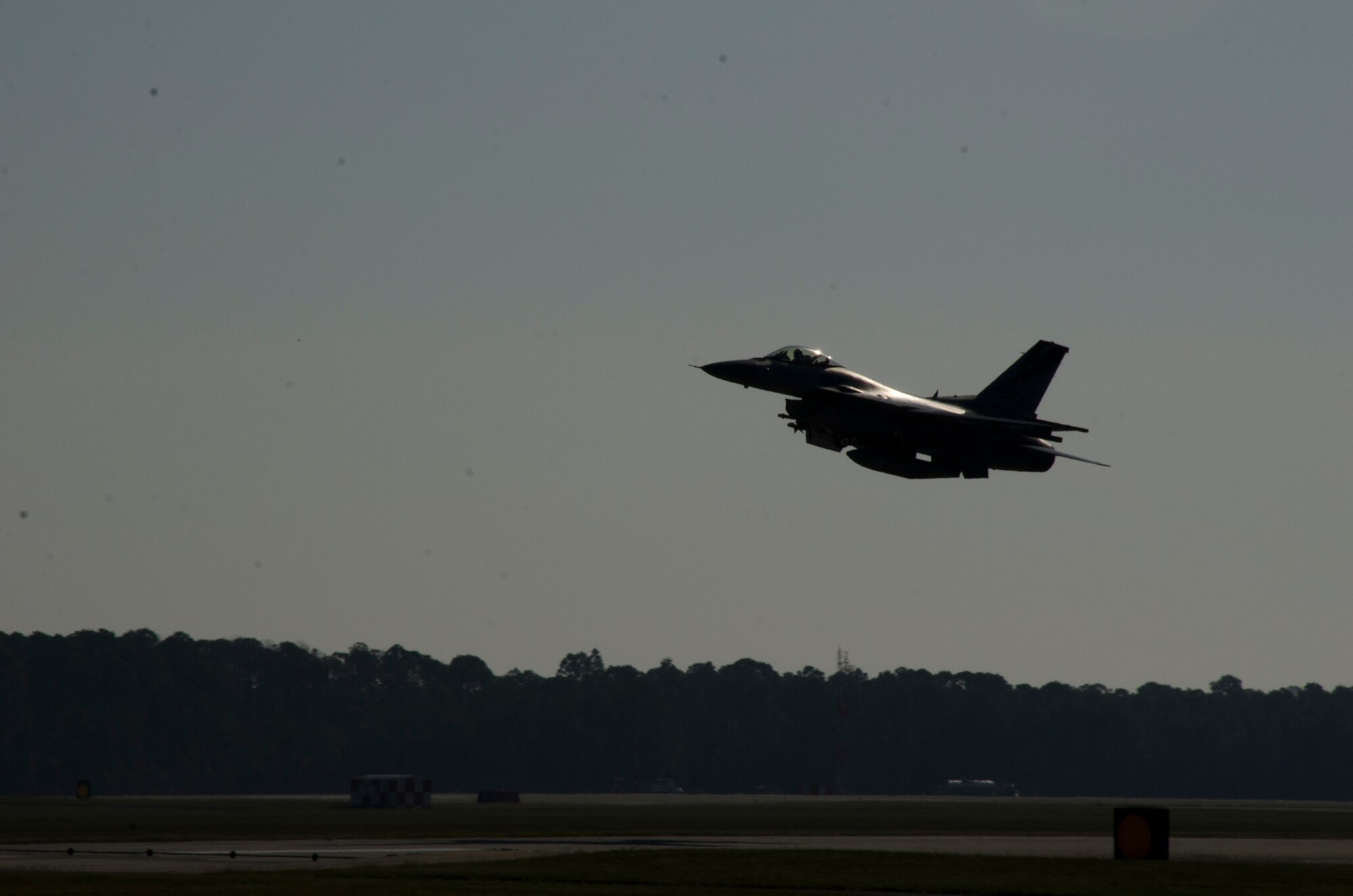 A 144th Fighter Wing, California Air National Guard, F-16 Fighting Falcon takes off from Tyndall Air Force Base, Fla. October 10, 2012. The unit is in Florida to participate in Combat Archer for a two week deployment. The exercise allows pilots and crew of the unit to train and be evaluated with live munitions. (Air National Guard Photo by Tech. Sgt. Charles Vaughn)