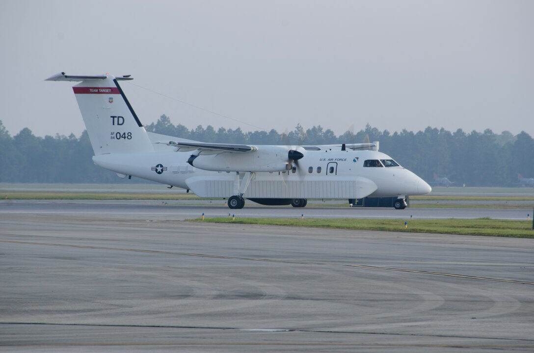 An E-9A prepares to take off from Tyndall Air Force Base, Fla. during a Combat Archer training exercise October 10, 2012. The E-9 is used as a surveillance platform over the Gulf of Mexico waters providing telemetry and radio relays in support of air-to-air weapons systems evaluations. (Air National Guard photo by Tech. Sgt. Charles Vaughn)