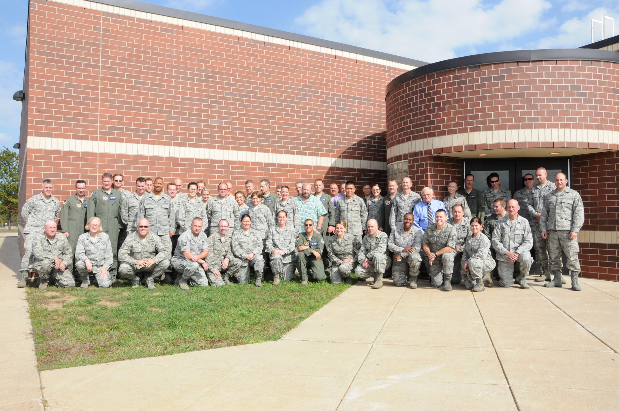 The faculty and students of Contingency Wartime Planning Course at Battle Creek Air National Guard Base from Sept. 18-28, 2012. (U. S. Air National Guard Photos by Tech. Sgt. Alec Lloyd/Released)
