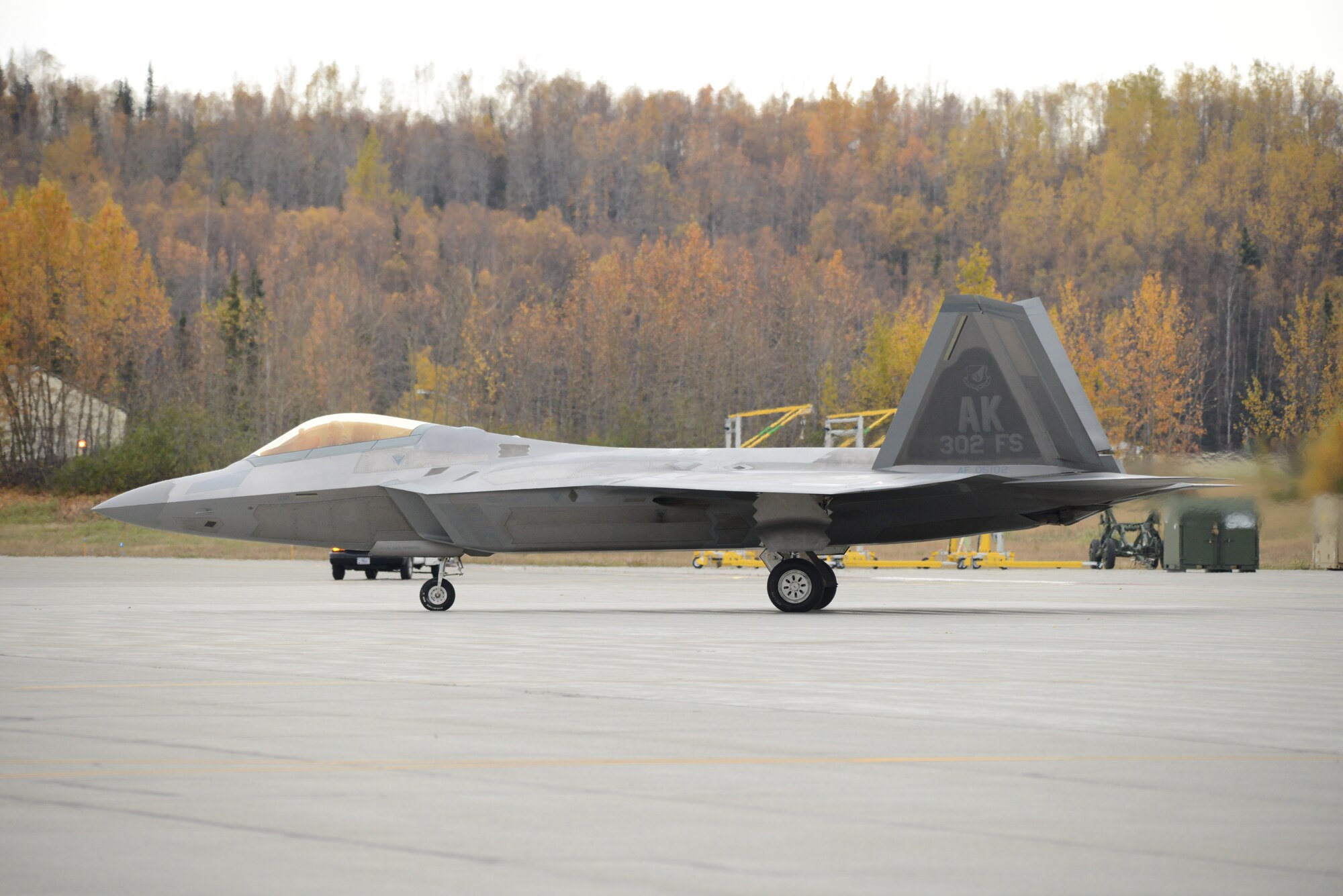The 302nd Fighter Squadron flagship F-22, Aircraft 05-4102, is now back in Alaska after getting a tune up at the depot facilities at Hill Air Force Base, Utah (U.S. Air Force Reserve Photo/Tech. Sgt. Dana Rosso)